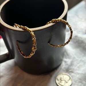 Elegant Gold Hoop vintage patterned unique pierced Earrings